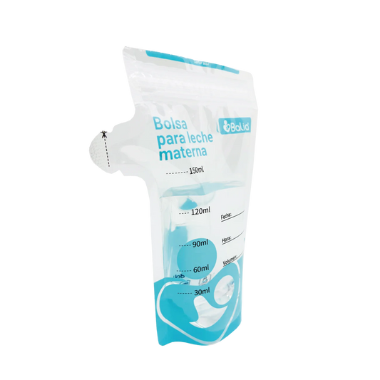 Bolsa almacenaje leche materna 150ml 25un - Balia vista lateral sobre fondo blanco