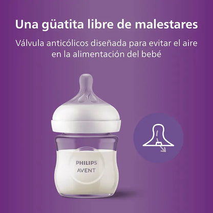 Mamadera Philips Avent Natural Response 120ml Vidrio evita cólicos