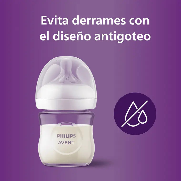 Mamadera Philips Avent Natural Response 120ml Vidrio que evita goteos y derrames 