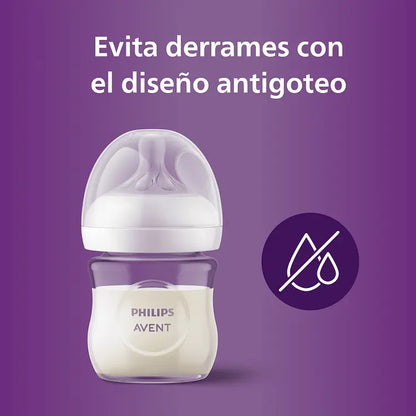 Mamadera Philips Avent Natural Response 120ml Vidrio que evita goteos y derrames 