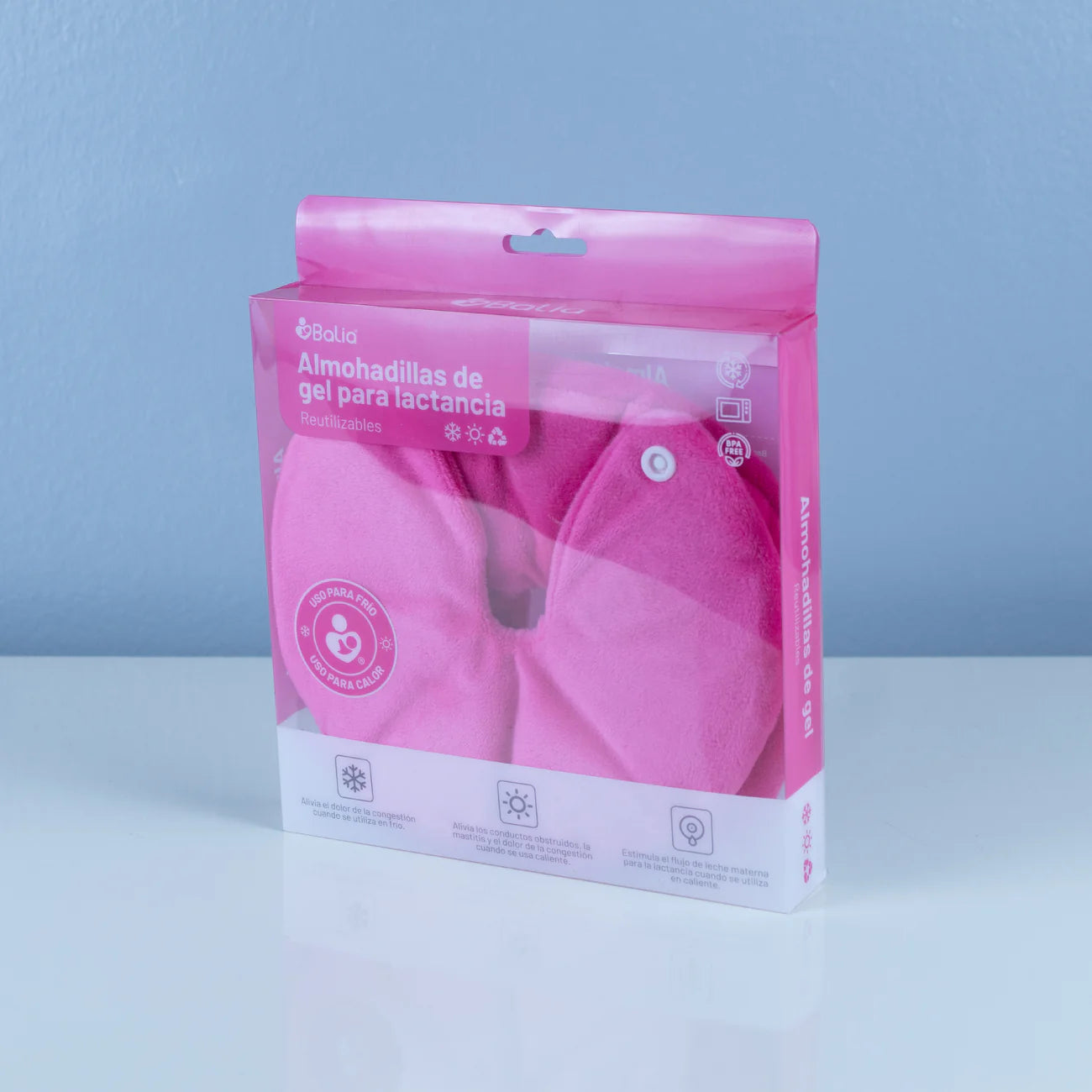 Packaging del pack Almohadillas gel para lactancia frío calor - Balia 