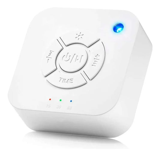 Máquina de sueño con Ruido Blanco con luz azul encendida