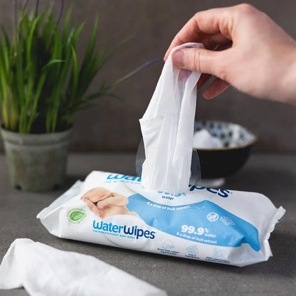 Pack Toallitas húmedas WaterWipes, toallitas más puras del mundo, 99.9% agua y extracto de fruta. 60 unidades